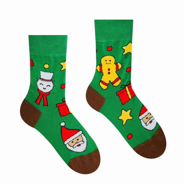 Veselé ponožky “Vianočný čas je christmas time” – zelené detské